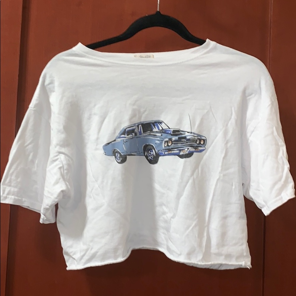 blue car brandy melville crop